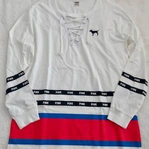 ❌🚫SOLD🚫❌PINK Victoria’s Secret Lace up shirt